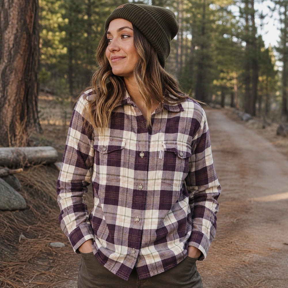 Carhartt Flannel Shirt Plaid Button Front Cotton Purple Outdoor Workwear Women M